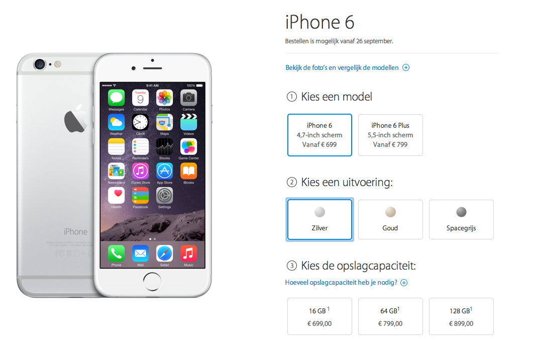 | En dit zijn de prijzen van de iPhone 6 in Nederland